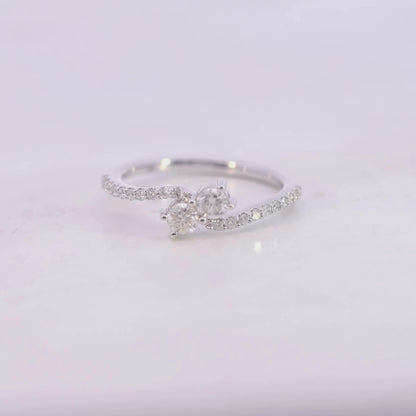0.51CT Twin Round Diamond Bypass Ring in Gold