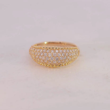 1.0CT Luxury Pavé Dome Diamond Cigar Band Ring in Gold