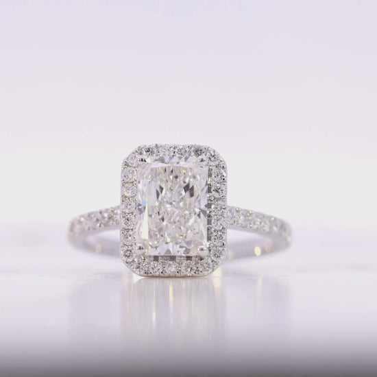 10KT Gold 2CT Radiant Cut Lab Diamond Engagement Ring Video