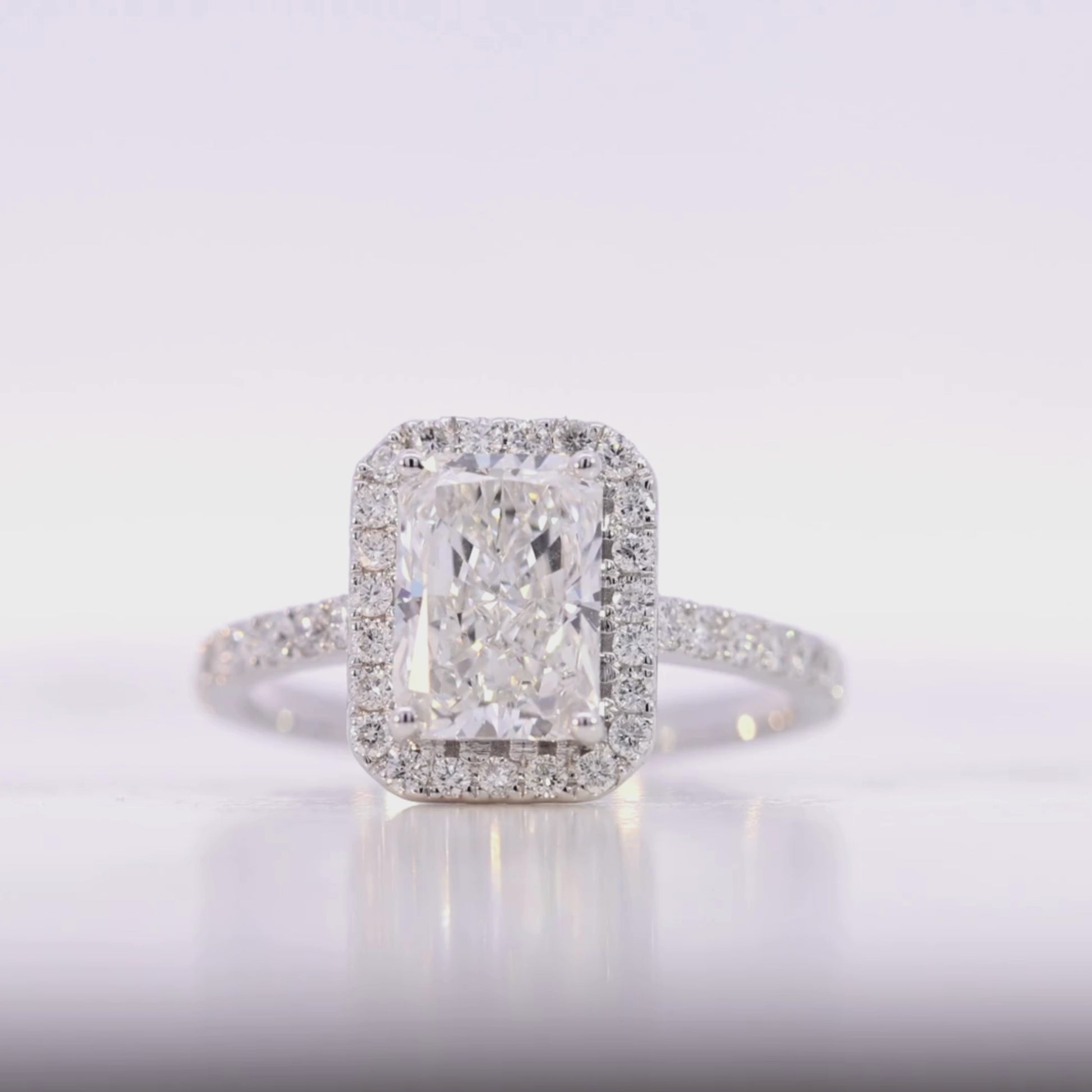 10KT Gold 2CT Radiant Cut Lab Diamond Engagement Ring Video
