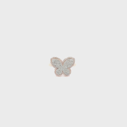 13mm Rose Gold White Diamond Butterfly Ring by Truth Jewel
