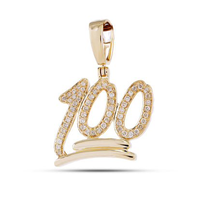 Yellow Gold 100 Emoji Pendant with 0.97CT Diamond