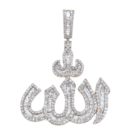 10KT Baguette Diamond Allah Symbol Pendant by Truth Jewel