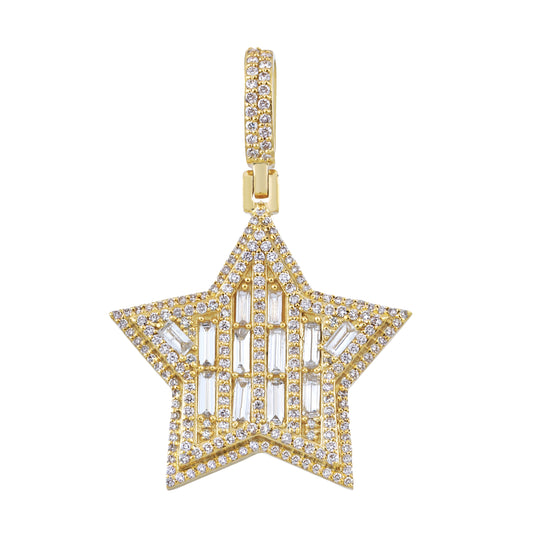 Yellow Gold Baguette Diamond Star Pendant By Truth Jewel