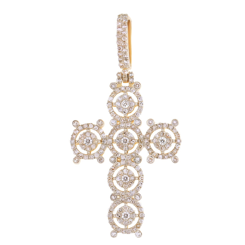 Round Diamond Cross Pendant in 14KT Gold