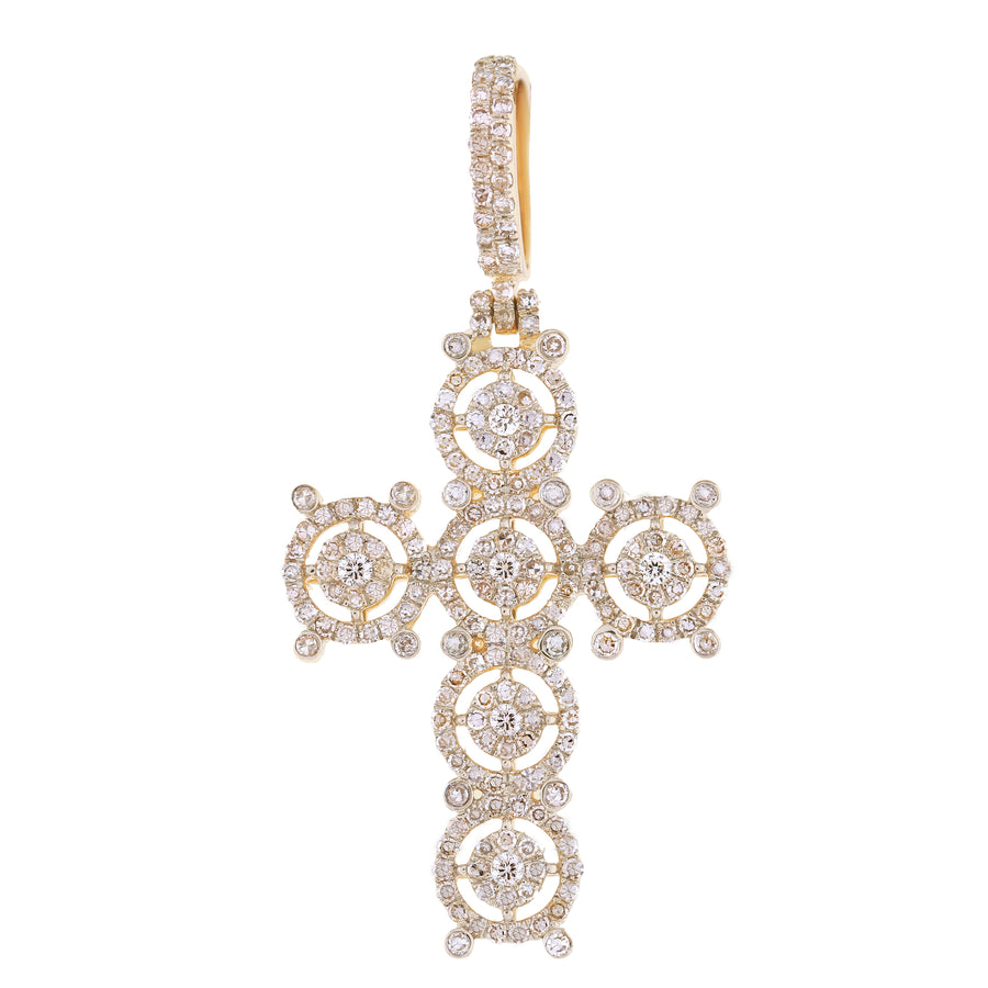 Round Diamond Cross Pendant in 14KT Gold