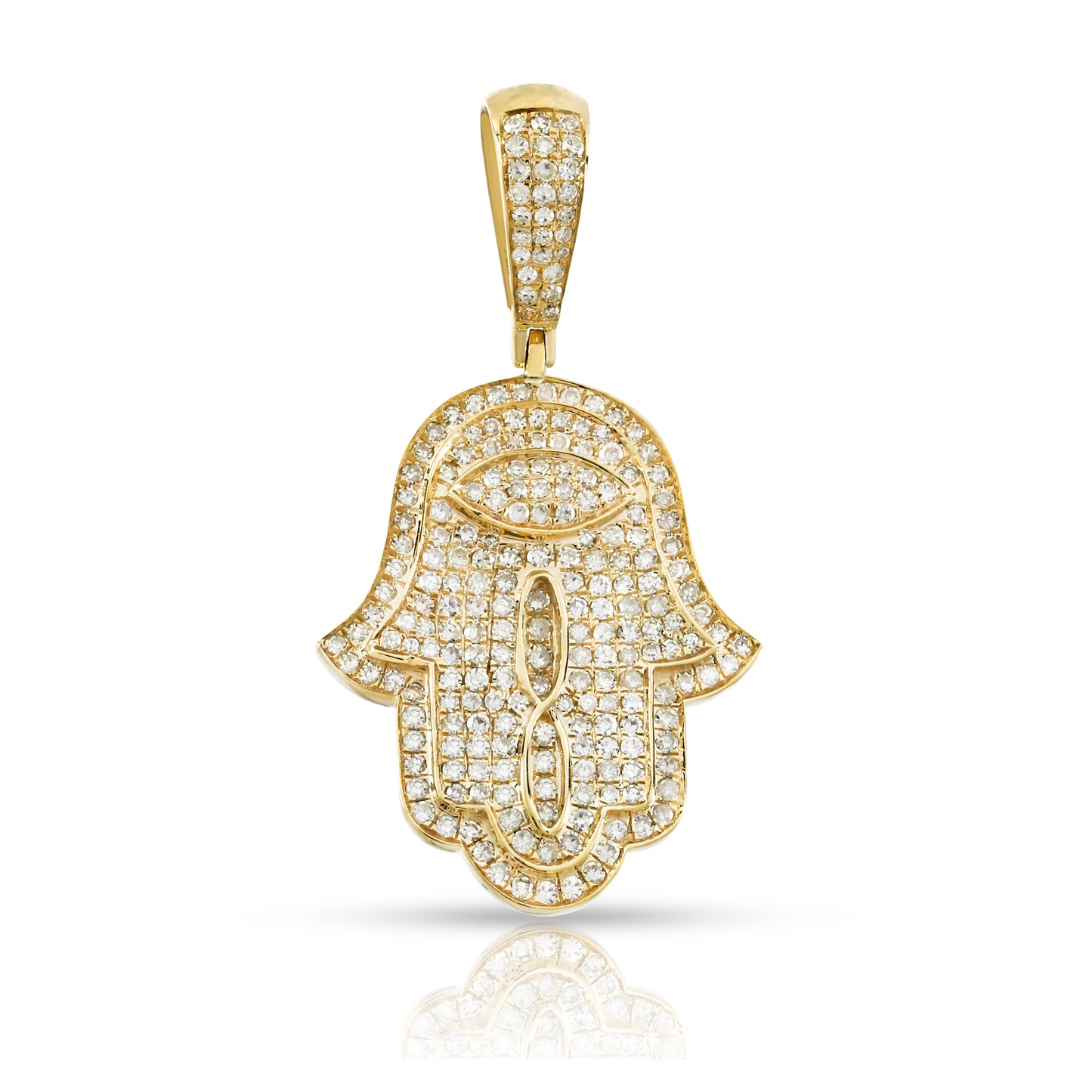 Yellow Gold Diamond Hand of Hamsa Charm Pendant by Truth Jewel