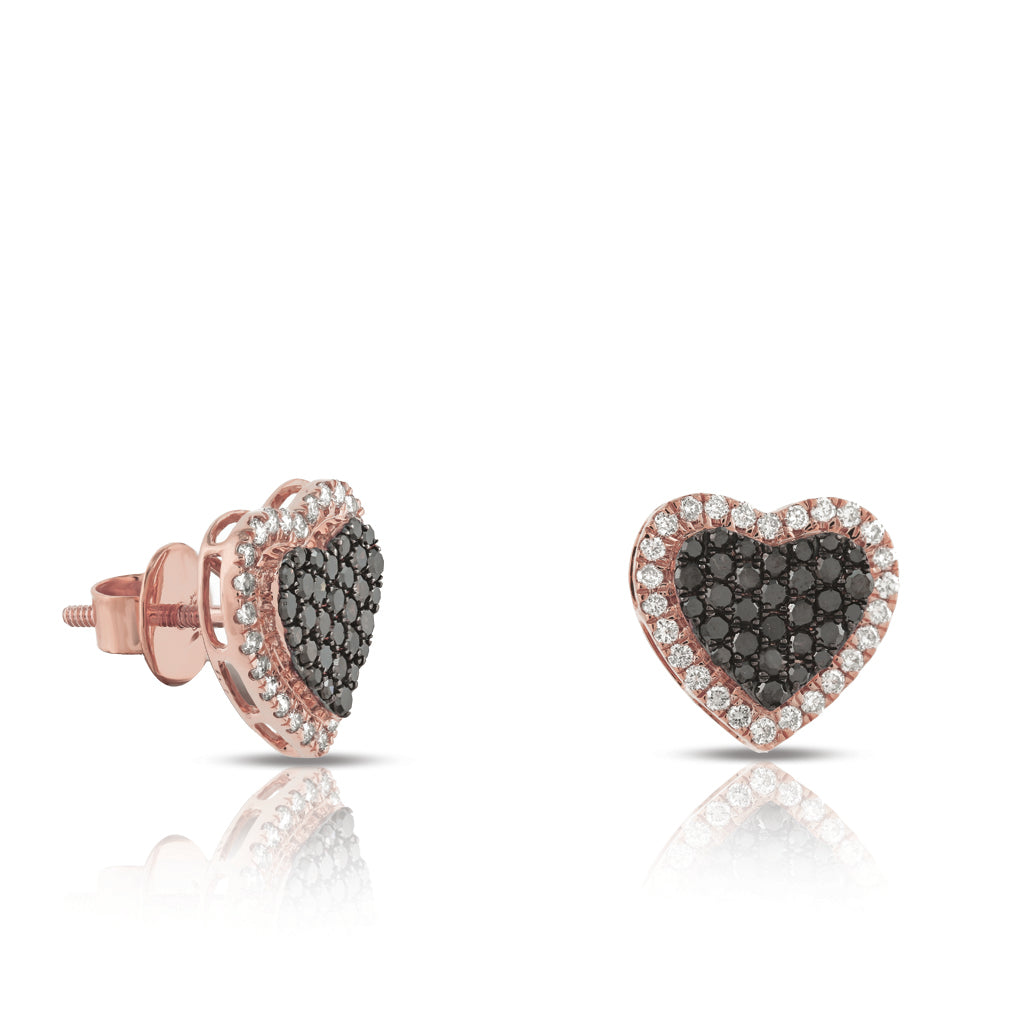 Round Black Heart Diamond Earring by Truth Jewel