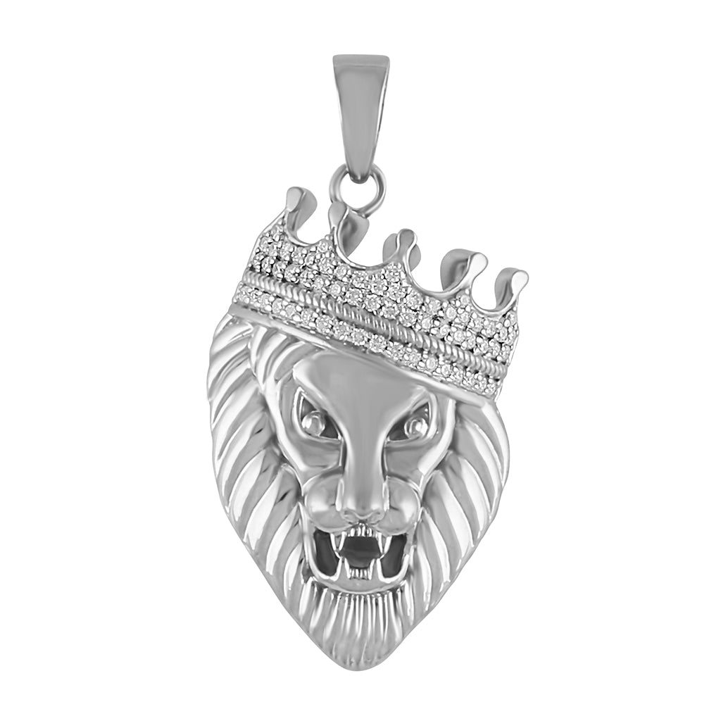 Diamond Crown Head Lion Pendant for Men Gold 1/3ct Round Diamonds by Truth Jewel