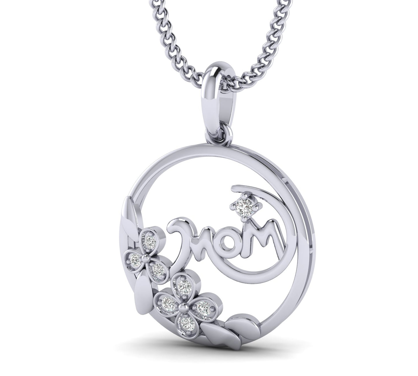 Mother's Day Jewelry Gifts White Natural Diamond  Mom Pendant Necklace by Truth Jewel