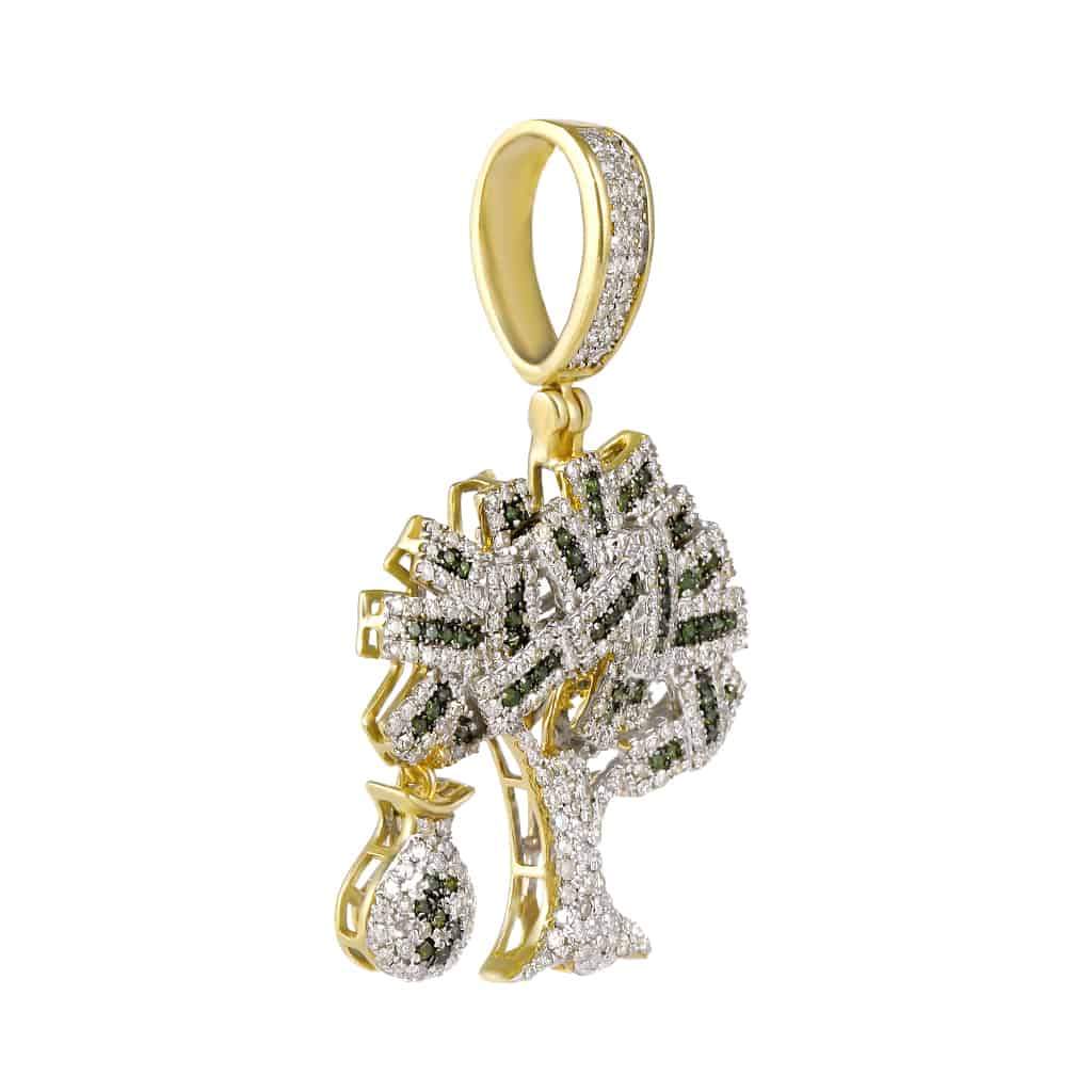 money tree pendant gold 10K Yellow Gold Iced Out Money Tree Diamond Pendant – Truth Jewel