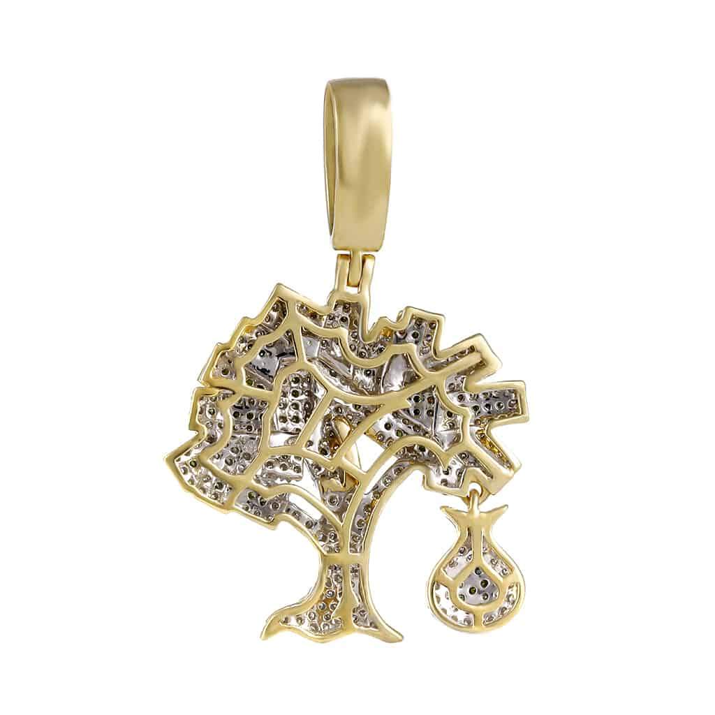 money tree pendant gold 10K Yellow Gold Iced Out Money Tree Diamond Pendant – Truth Jewel
