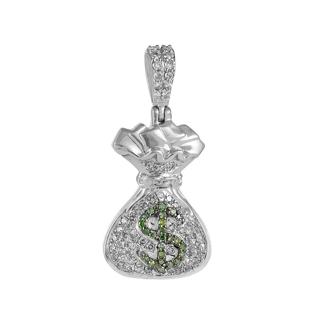 Little Money Bag Dollar Pendant white gold