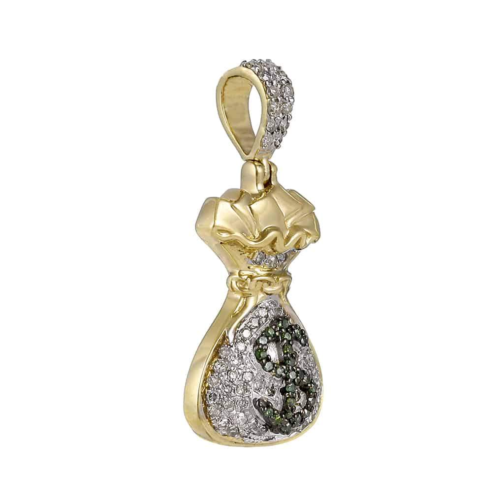 Little Money Bag Dollar Pendant yellow gold