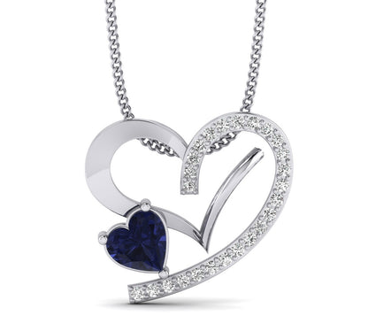 Heart Shape Diamond and Color Stone Women Pendant by Truth Jewel