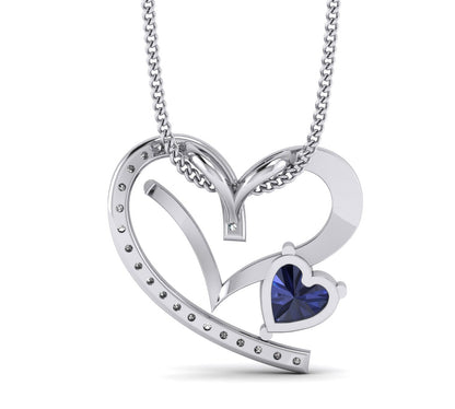 Heart Shape Diamond and Color Stone Women Pendant by Truth Jewel