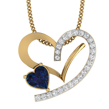 Heart Shape Diamond and Color Stone Women Pendant by Truth Jewel