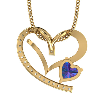 Heart Shape Diamond and Color Stone Women Pendant by Truth Jewel