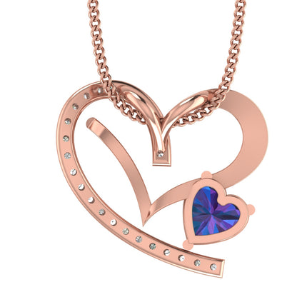 Heart Shape Diamond and Color Stone Women Pendant by Truth Jewel