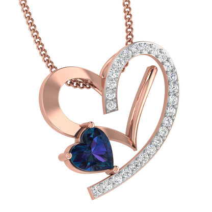 Heart Shape Diamond and Color Stone Women Pendant by Truth Jewel